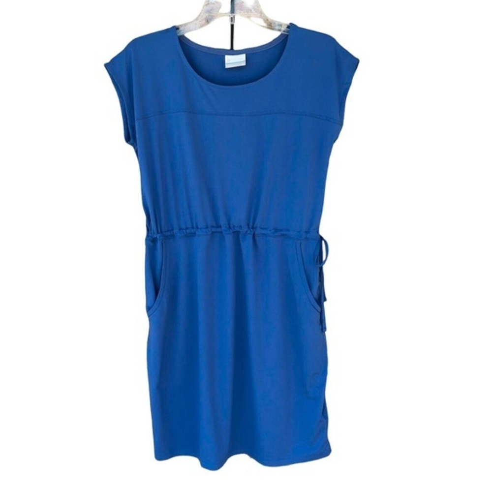 Columbia Cold Bay Omni Shade Short Sleeve‎ Cinch Waist Women’s Blue Dress S